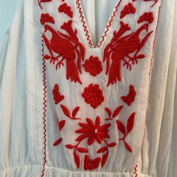 Joie Clemency embroidered Dress White Red size Small - Picture 4 of 6